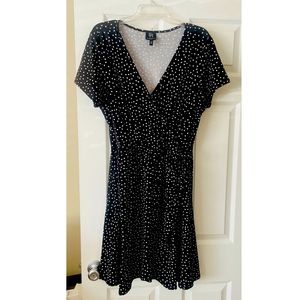 Polka Dot Faux Wrap Dress